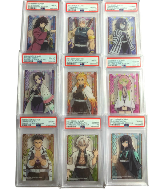 PSA 10 Set of 9 Stained Glass Hashira - Demon Slayer